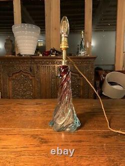 Murano Twisted Glass Table Lamp, Rewired 1950s Seguso, Vintage