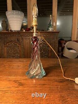 Murano Twisted Glass Table Lamp, Rewired 1950s Seguso, Vintage