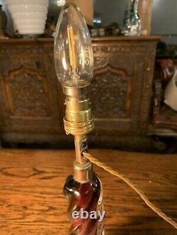 Murano Twisted Glass Table Lamp, Rewired 1950s Seguso, Vintage