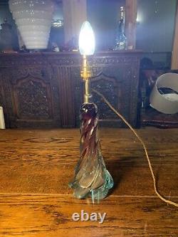Murano Twisted Glass Table Lamp, Rewired 1950s Seguso, Vintage