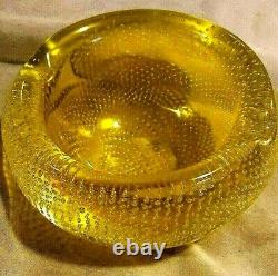 Murano Uranium Italian Art Glass Bullicante Bowl Mid-Century 4 in diameter