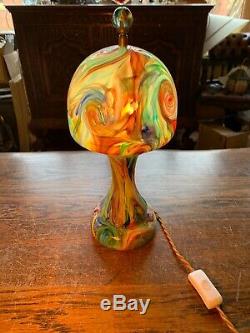 Murano Van Gogh Handmade Glass Table Lamp By FRATELLI TOSO, Vintage MCM 1930s