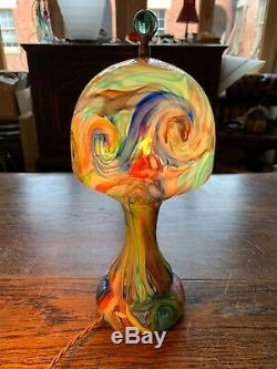 Murano Van Gogh Handmade Glass Table Lamp By FRATELLI TOSO, Vintage MCM 1930s