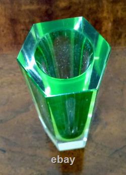 Murano Vaseline Diamond Faceted Mandruzatto Studio Vase Early 60's Rare