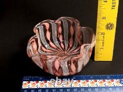 Murano Venetian Art Glass Vintage Bowl Zanfirico Latticino Gold Pink White