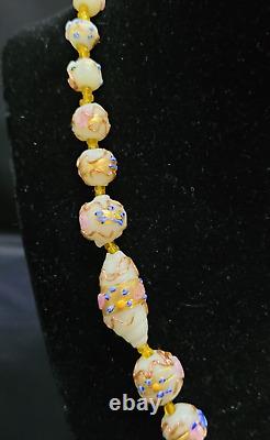 Murano Venetian Wedding Cake Necklace Multi-Color Art Glass 18 Vintage