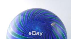 Murano Venini 1994 Vintage Green and blue a canne signed tall Vase Glass Spiral