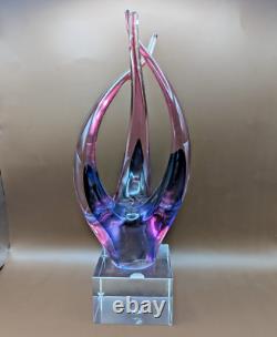 Murano Vintage Blown Art Nouveau Glass Sculpture & Pedestal 12 rare Flame