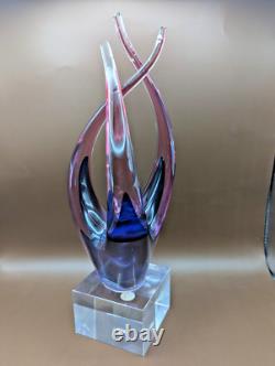 Murano Vintage Blown Art Nouveau Glass Sculpture & Pedestal 12 rare Flame