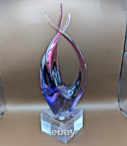 Murano Vintage Blown Art Nouveau Glass Sculpture & Pedestal 12 rare Flame