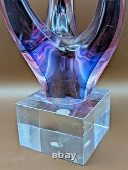 Murano Vintage Blown Art Nouveau Glass Sculpture & Pedestal 12 rare Flame