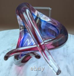 Murano Vintage Blown Art Nouveau Glass Sculpture & Pedestal 12 rare Flame