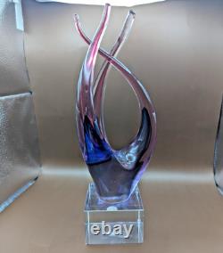 Murano Vintage Blown Art Nouveau Glass Sculpture & Pedestal 12 rare Flame