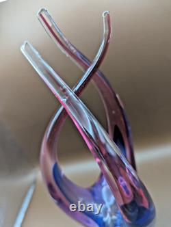 Murano Vintage Blown Art Nouveau Glass Sculpture & Pedestal 12 rare Flame
