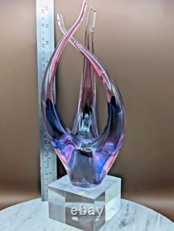 Murano Vintage Blown Art Nouveau Glass Sculpture & Pedestal 12 rare Flame