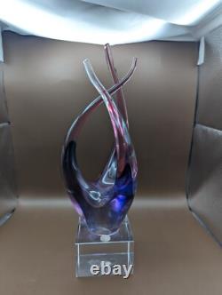 Murano Vintage Blown Art Nouveau Glass Sculpture & Pedestal 12 rare Flame