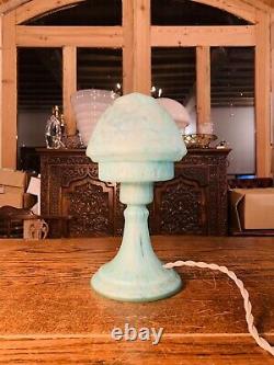 Murano Vintage Glass Table Lamp, Mottled Azure Blue