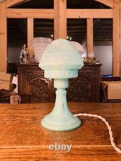 Murano Vintage Glass Table Lamp, Mottled Azure Blue