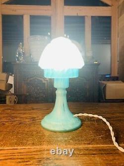 Murano Vintage Glass Table Lamp, Mottled Azure Blue