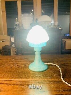 Murano Vintage Glass Table Lamp, Mottled Azure Blue