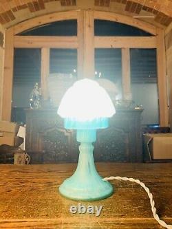 Murano Vintage Glass Table Lamp, Mottled Azure Blue