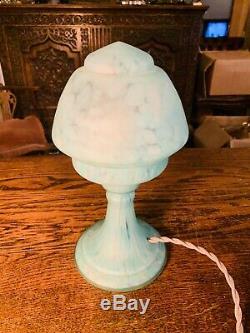 Murano Vintage Glass Table Lamp, Mottled Azure Blue
