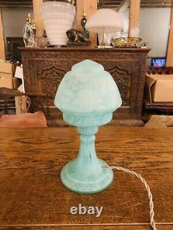 Murano Vintage Glass Table Lamp, Mottled Azure Blue