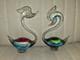 Murano Vintage Green, Blue, Red Venetian Glass Swan Figurines