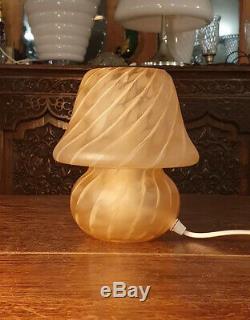 Murano Vintage Italian Pink Mottled Glass Table Lamp, Retro Mid Century