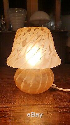 Murano Vintage Italian Pink Mottled Glass Table Lamp, Retro Mid Century