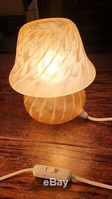 Murano Vintage Italian Pink Mottled Glass Table Lamp, Retro Mid Century