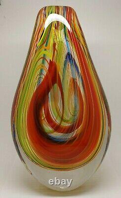 Murano Vintage Multicolor Swirl Teardrop Vase 12'
