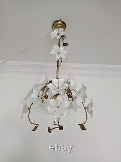 Murano Vintage White Glass Chandelier Light Ceiling Fixture Lighting Lamp