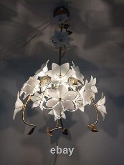 Murano Vintage White Glass Chandelier Light Ceiling Fixture Lighting Lamp