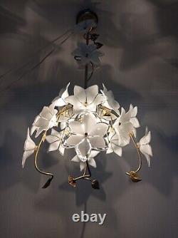 Murano Vintage White Glass Chandelier Light Ceiling Fixture Lighting Lamp