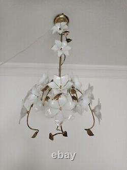 Murano Vintage White Glass Chandelier Light Ceiling Fixture Lighting Lamp