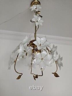 Murano Vintage White Glass Chandelier Light Ceiling Fixture Lighting Lamp