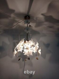 Murano Vintage White Glass Chandelier Light Ceiling Fixture Lighting Lamp