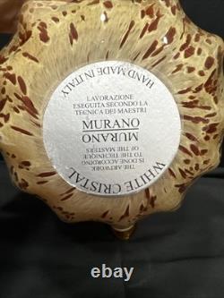 Murano White Crystal Italian Amber Art Glass Handblown Vase Vintage Venetian