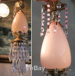 Murano chandelier Ceiling lamp Pink Flamingo Opaline Glass Brass crystal Vintage