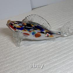Murano glass fish sculpture Hand made In Czech Republic Vintage Chipped See Pics