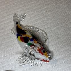 Murano glass fish sculpture Hand made In Czech Republic Vintage Chipped See Pics