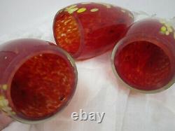 Murano glass pendant light set of 3 Red / Yellow / Clear Vintage Contemporary