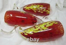 Murano glass pendant light set of 3 Red / Yellow / Clear Vintage Contemporary