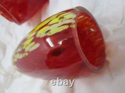 Murano glass pendant light set of 3 Red / Yellow / Clear Vintage Contemporary