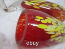 Murano glass pendant light set of 3 Red / Yellow / Clear Vintage Contemporary