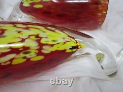 Murano glass pendant light set of 3 Red / Yellow / Clear Vintage Contemporary