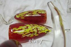 Murano glass pendant light set of 3 Red / Yellow / Clear Vintage Contemporary