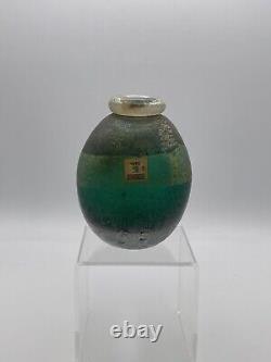 Murano glass vase Gerri Green And Gold Vintage Rare Beautiful Sexy