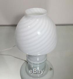 Murano white mushroom lamp swirl glass lampada fungo spirale vintage70 U